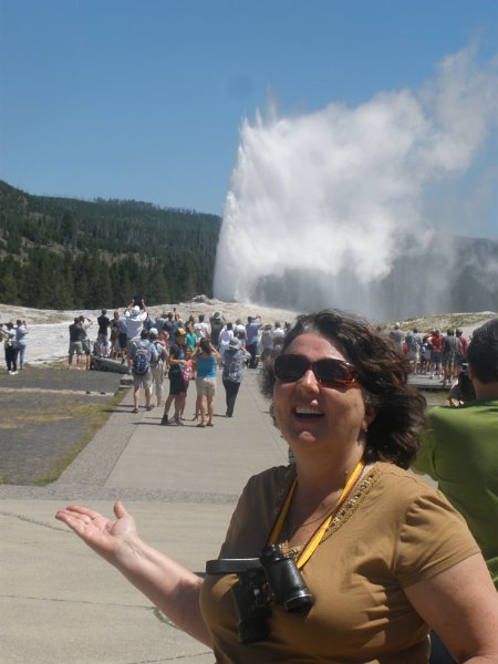 Trip (115).JPG - Sharon at Old Faithful Geyser at Yellowstone National Park geyser basin